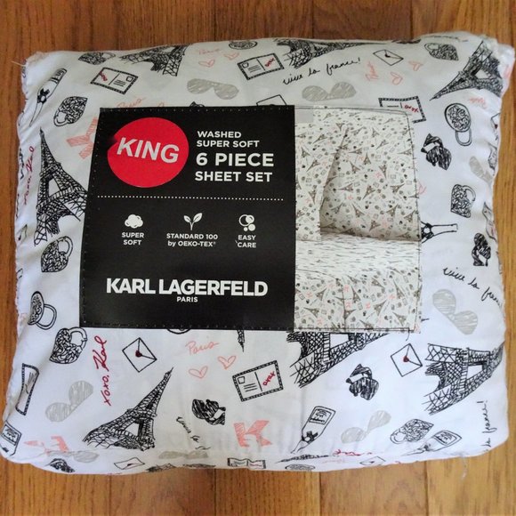 Karl Lagerfeld Bedding New 6pc Karl Lagerfield Paris Sheet Set